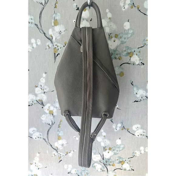 VALENTINA Genuine Leather Convertible Sling Backpack in Elephant Grey - Picture 12 of 12